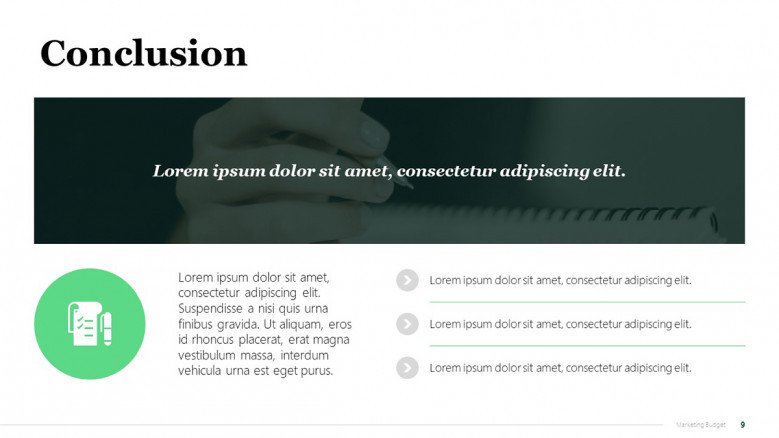 Green PowerPoint Conclusion Slide for Marketing Presentations