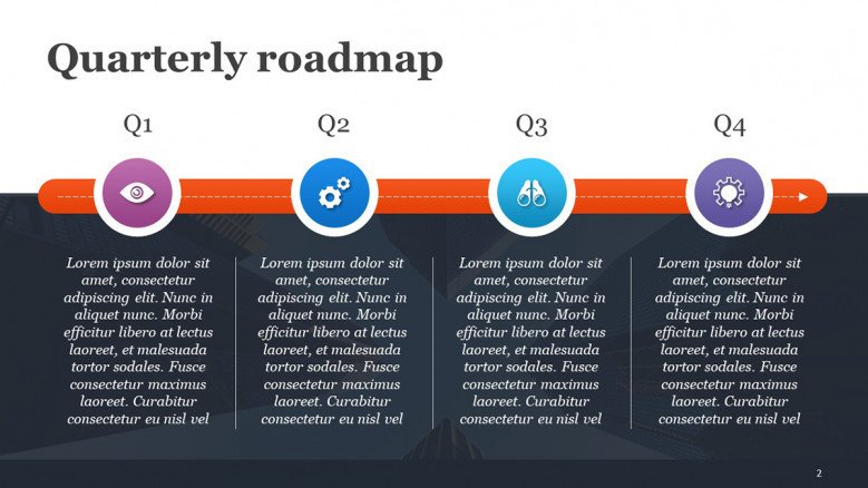 Horizontal Quarterly Roadmap PowerPoint Slide