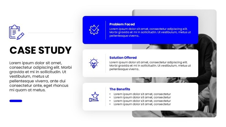 Case Study Executive Summary Slide with business icons