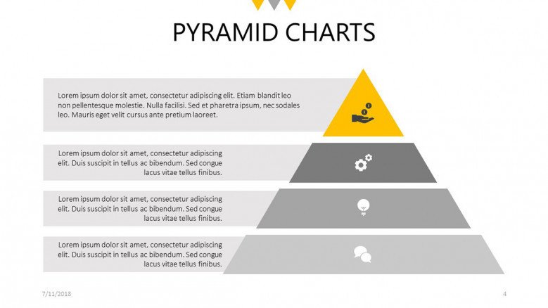 four steps flat pyramid chart slide