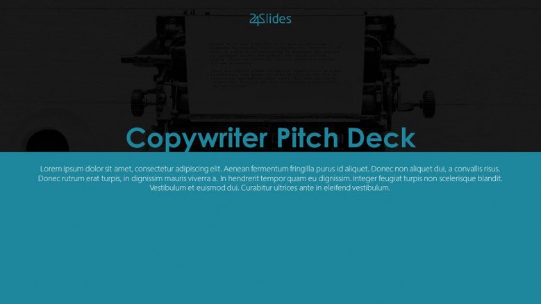 welcome slide for copywriter pitch deck presentation
