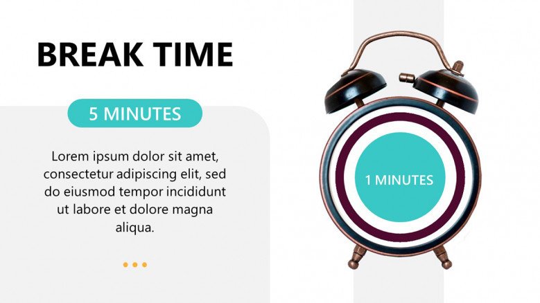 Countdown break timer inside an alarm clock for PowerPoint presentations
