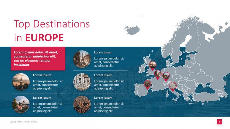 Top Destinations in Europe Map with photos