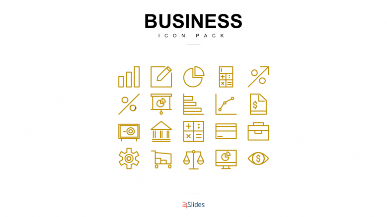 Presentation icons for business use with gold color