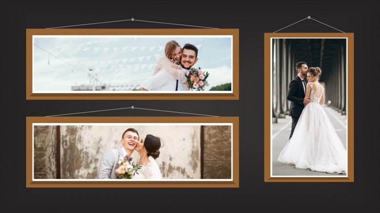 Wedding photos slide for a photo album