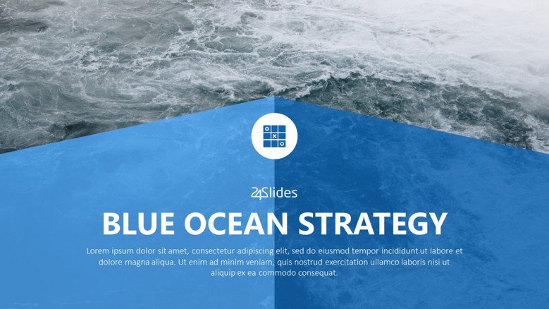 A welcome slide for the free powerpoint template for the Blue Ocean Strategy