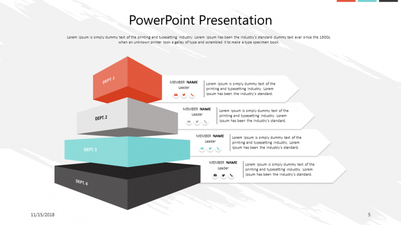 corporate presentation in pyramid blocks with four stages