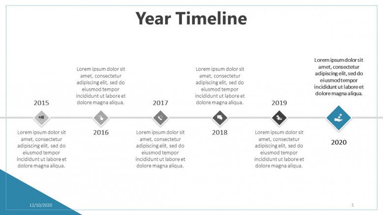Horizontal Six-year timeline slide