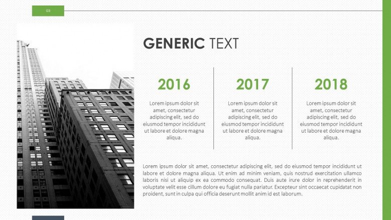 generic text yearly timeline slide with image
