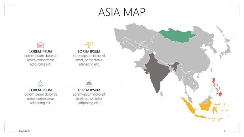 Asia map slide with text