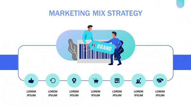 Marketing Mix Strategy PowerPoint Slide in playful style