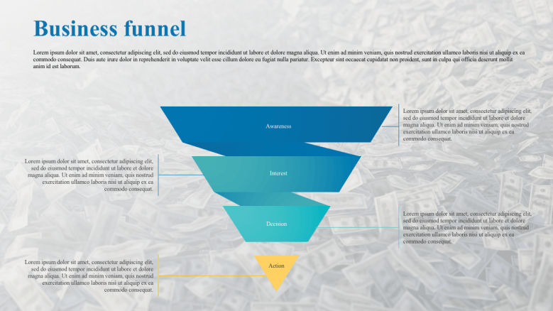 Colorful pyramid for business funnels presentation slide