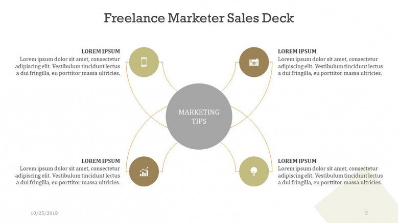 freelance marketer sales brainstorm diagram with icons