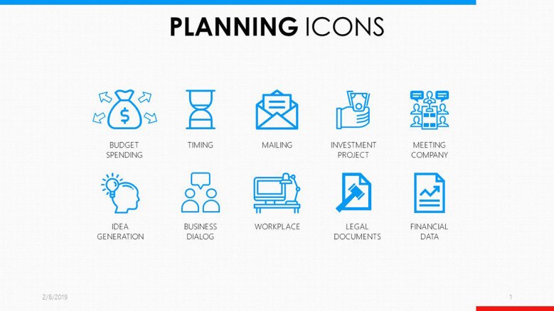 planning icons in blue