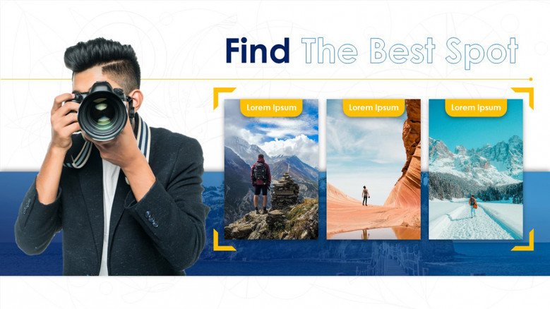 Three-image slide for travel and tourism PowerPoint presentation