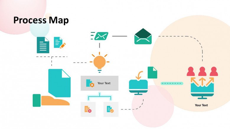 Process map Slide with playful icons