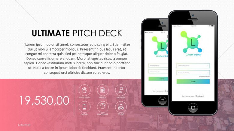 pitch deck budget slide in mobile app