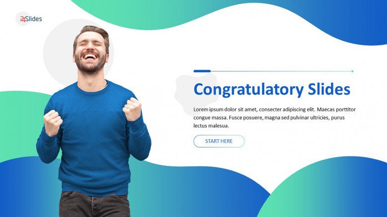 congratulatory presentation welcome slide with image in creative style