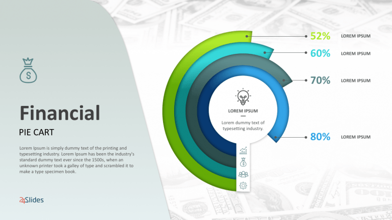 Colorful financial pie chart