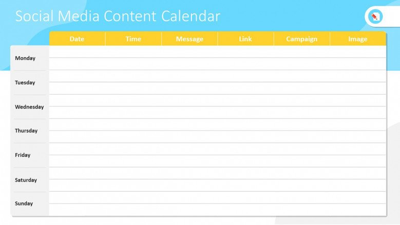 Table chart for social media planning and reporting