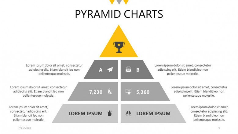 pyramid chart in four stages with icon and text