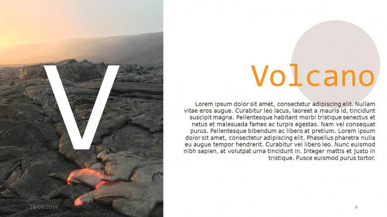 Creative text slide about volcanoes