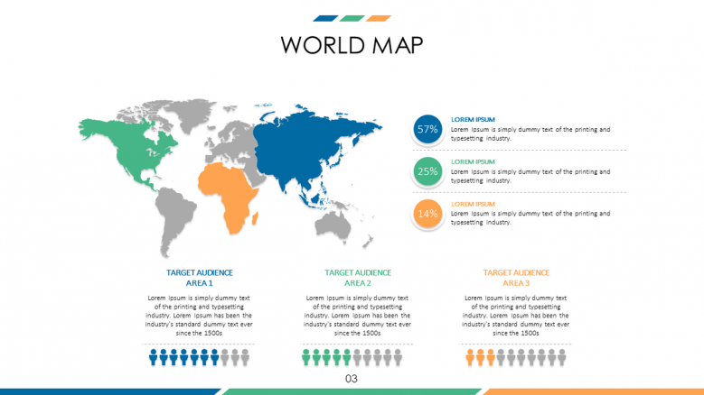 business presentation in world map with text in bullet points