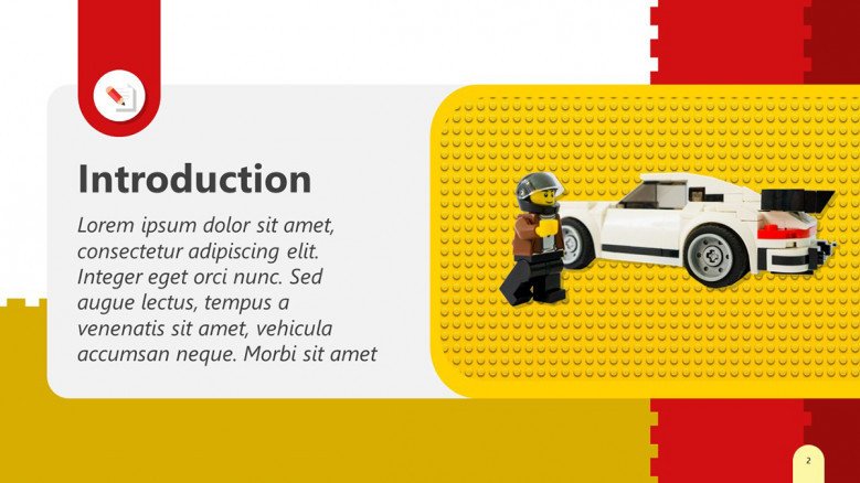 Lego Text PowerPoint Slide in red and yellow