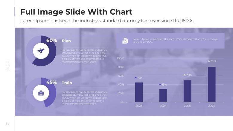 corporate data driven slide in pie chart and bar chart