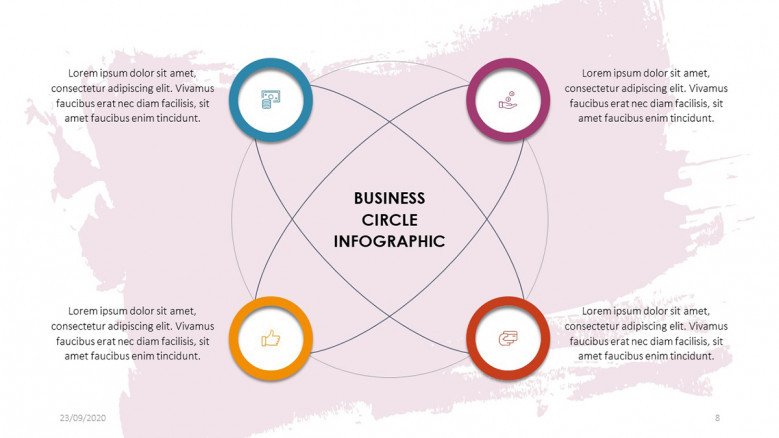 PowerPoint diagram with four circles for business presentations
