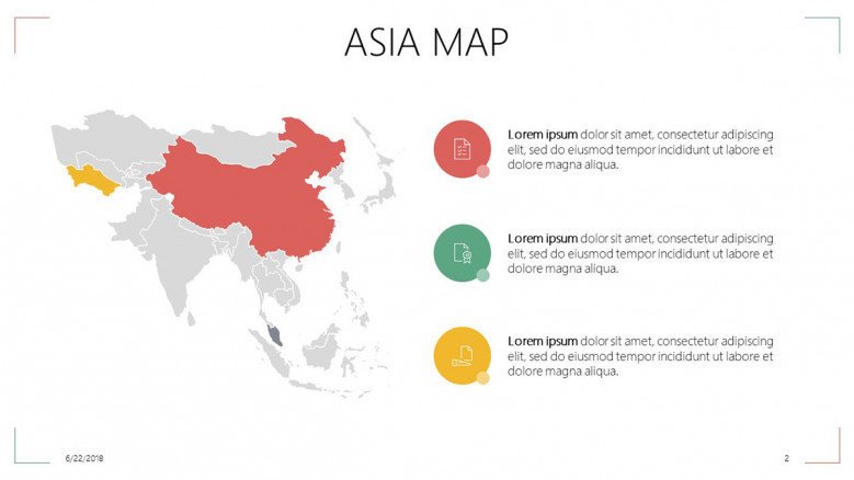 Asia map with highlighted regions and description text