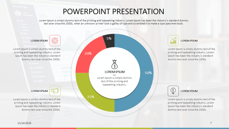 generic data driven presentation in doughnut pie chart slide