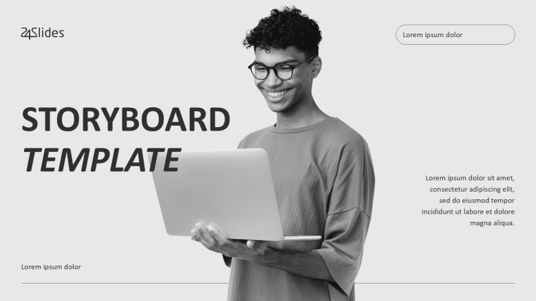 Creative Storyboard Title Slide in black and white