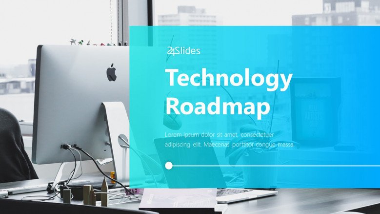 Technology Roadmap Title Slide with an office image as background