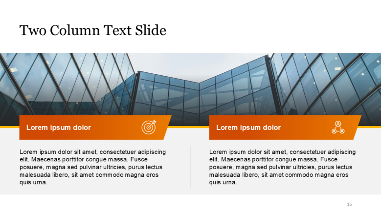 Two column text slide in PowerPoint