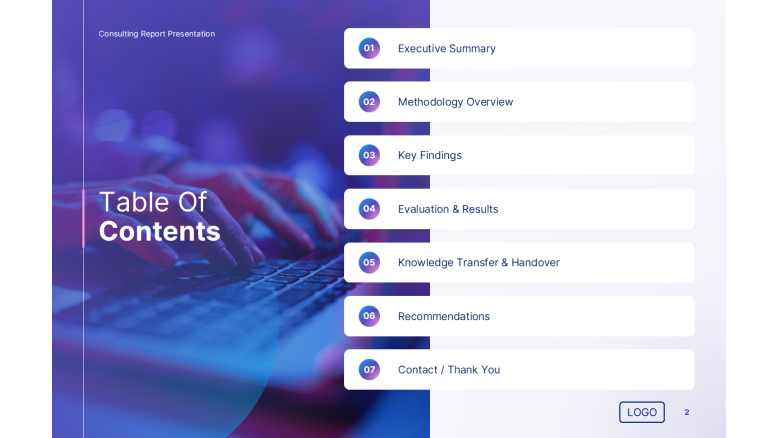 table of contents slide