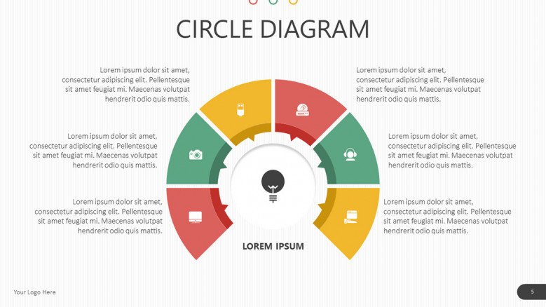 circle diagram in six points with text