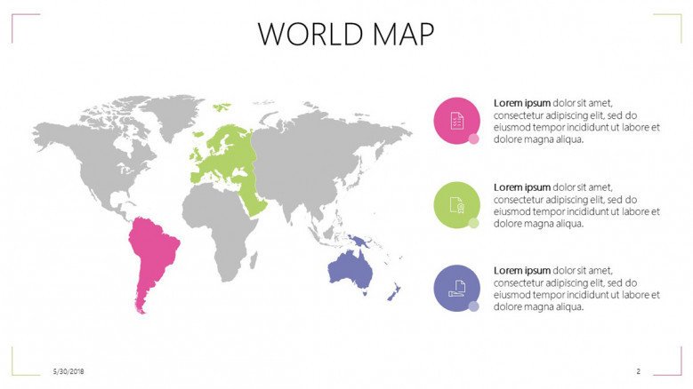 world map slides with text