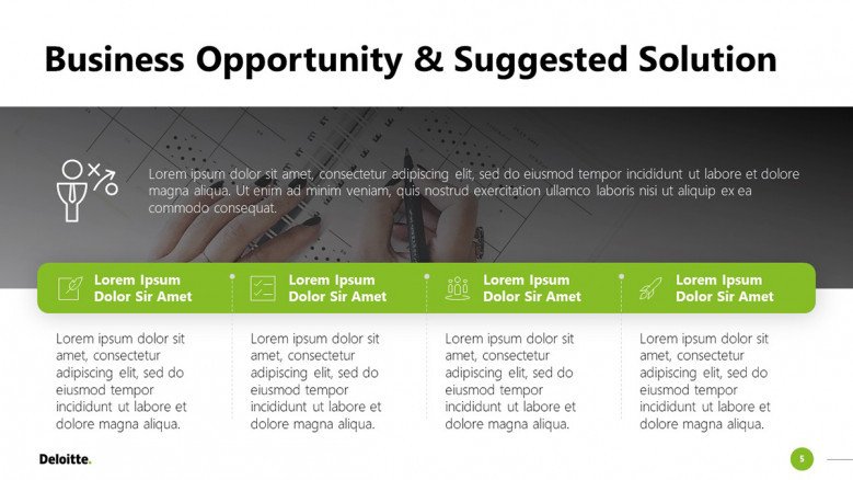Business Opportunities Slide in Deloitte colors