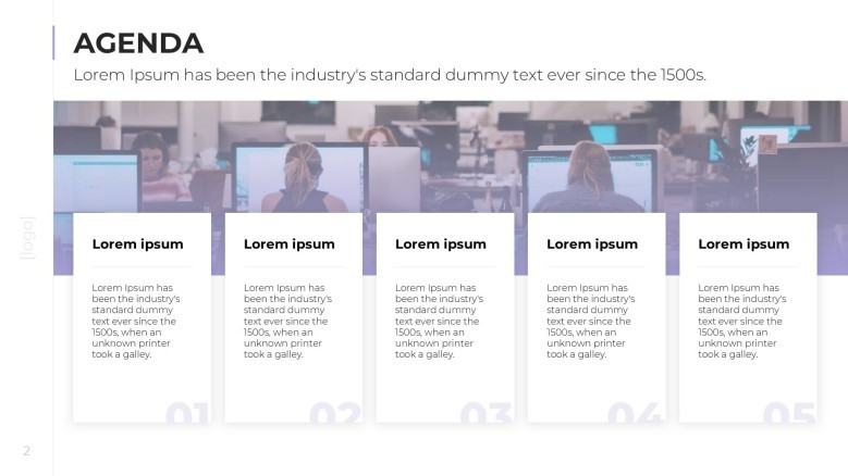 agenda slide in timeline for corporate presentation