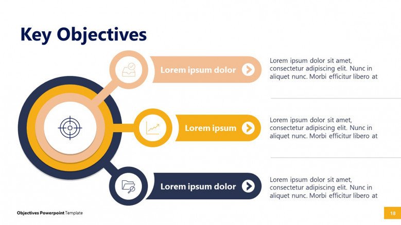 3 key objectives diagram in PowerPoint