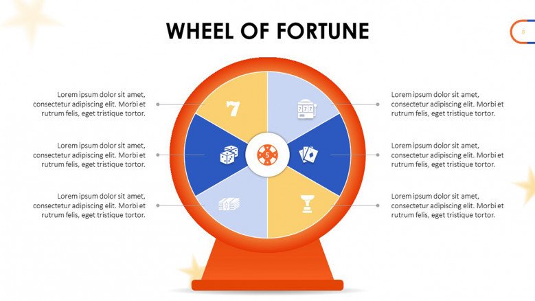 Simple Wheel of Fortune with six sections