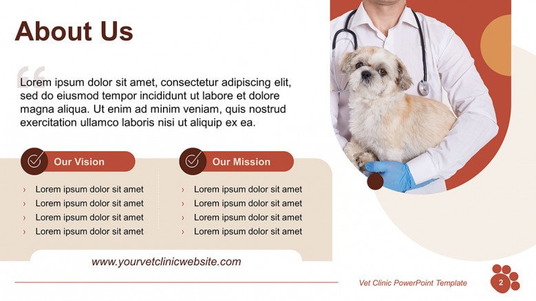 About Us PowerPoint Slide for a Vet Clinic Presentation