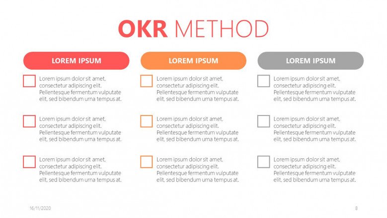 Checklist slide for Team OKRs