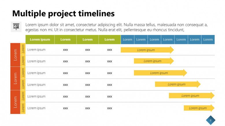 Creative Multiple Project Timeline Template in PowerPoint