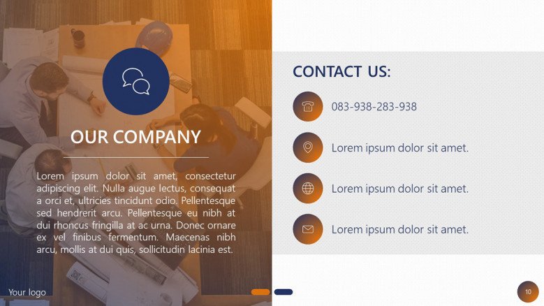 project planning company profile contact slide