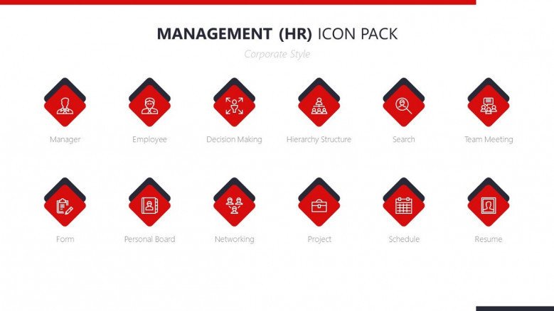 human resource management icon in red with corporate style