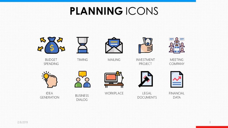 colorful planning icons