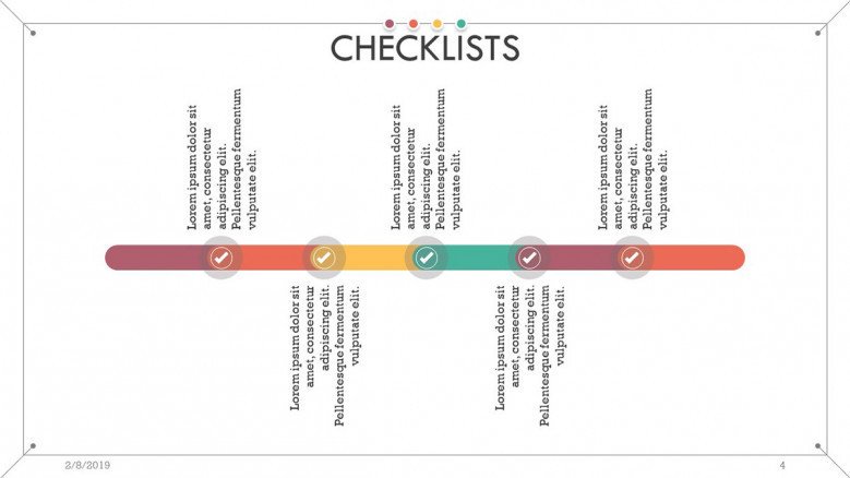 checklist presentation in timeline slide with text box