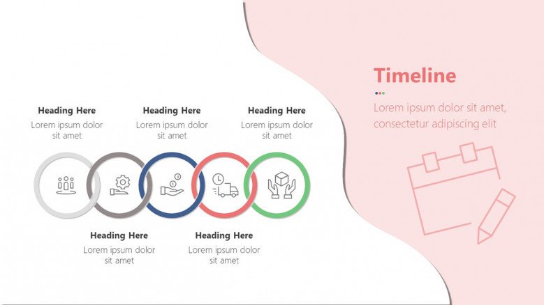 Infographic Timeline made of five colorful rings